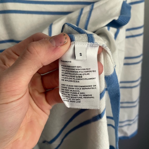 Lafayette 148 New York Striped V-Neck Sweater Womens Size Small - Picture 5 of 5